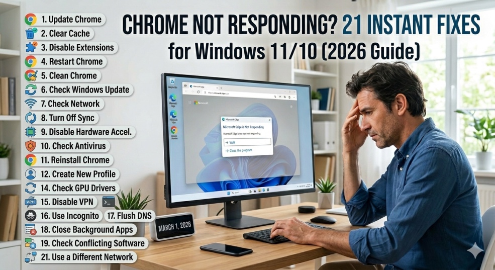 Chrome Not Responding? 21 Instant Fixes for Windows 11/10 (2026 Guide)