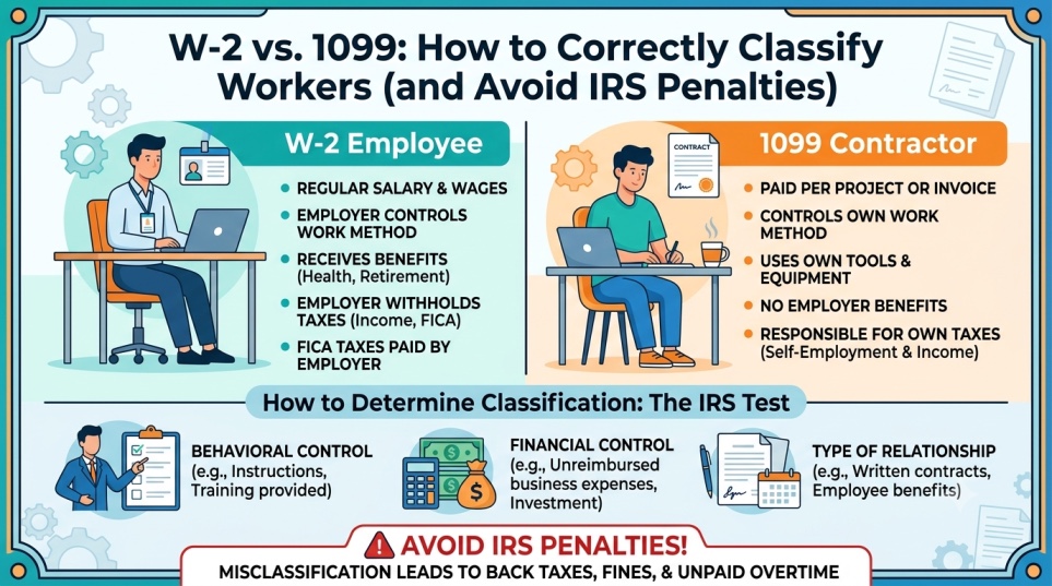 W-2 vs 1099: How to Correctly Classify Workers (and Avoid IRS Penalties)